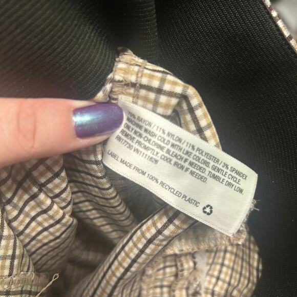 Brown plaid checked work pants - Picture 7 of 7